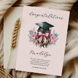 Congratulations Graduation Poem Female Grad Cap Card<br><div class="desc">Feminine graduation congratulations card with illustration of female graduate wearing a grad cap and a pink bow in her hair. Edit using the design tool to change hair color (brown, blonde, red or black) and feel free to keep or edit the poem. Personalize with your graduate's name and your sign...</div>