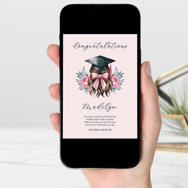 Congratulations Graduation Poem Female Grad Cap Card (Front Digital)
