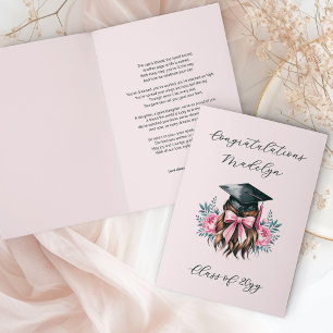 Congratulations Graduation Poem Feminine Grad Cap Card
