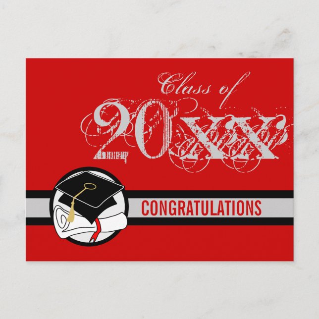 Congratulations Graduation Postcard Diploma Red 1 (Front)