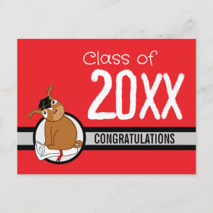 Congratulations Graduation Puppy Red Postcard 