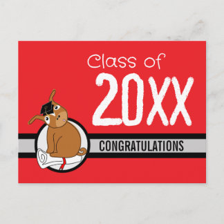 Congratulations Graduation Puppy Red Postcard