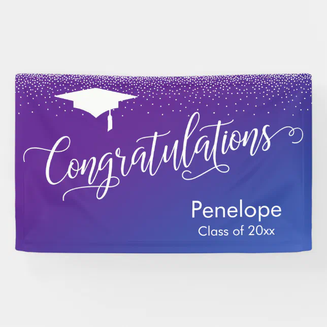Congratulations Graduation Purple & Blue Ombre Banner | Zazzle