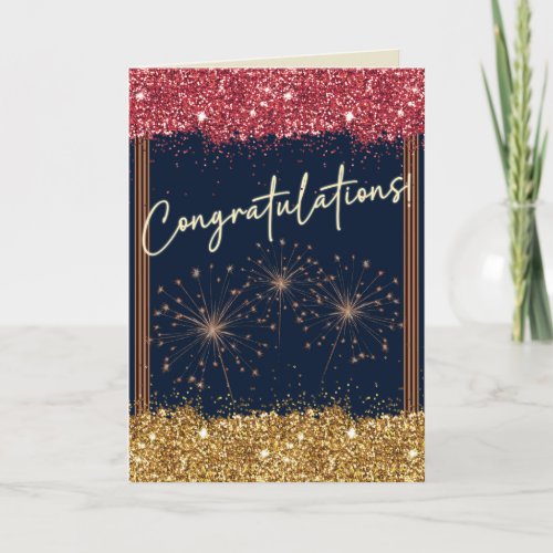 Congratulations Graduation Red & Gold Sparkle
