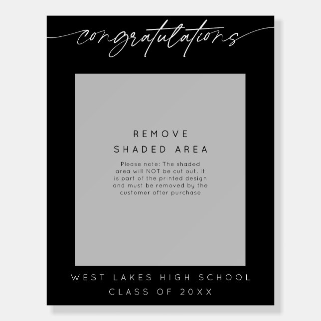 Congratulations Graduation Script Selfie Frame Foam Board (Front)