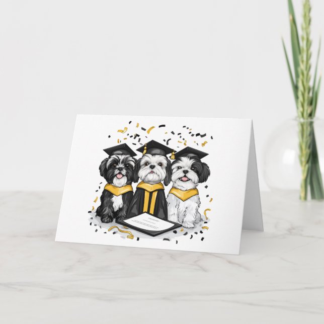 Congratulations Graduation Shih Tzu Dogs Card (Front)