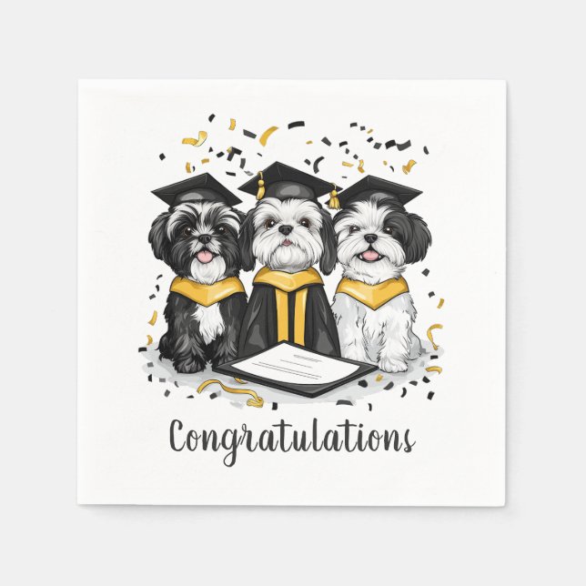 Congratulations Graduation Shih Tzu Dogs Napkins (Front)
