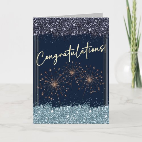 Congratulations Graduation Sky Blue & Navy Sparkle