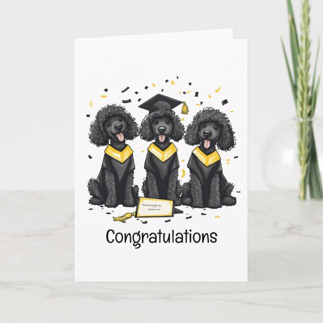 Congratulations Graduation Standard Poodle Dogs Card (Front)