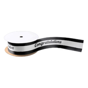 Congratulations - Graduation - Wedding Black/White Satin Ribbon