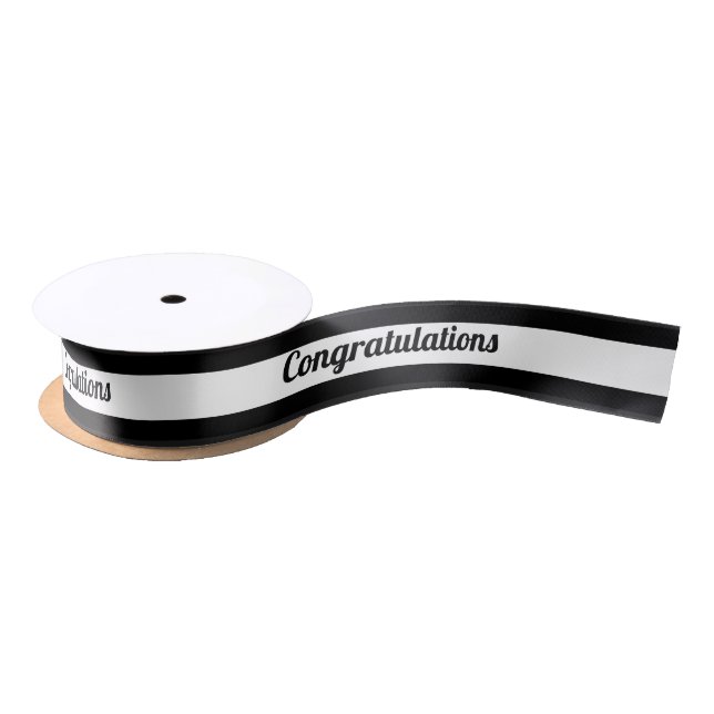 Congratulations - Graduation - Wedding Black/White Satin Ribbon (Spool)