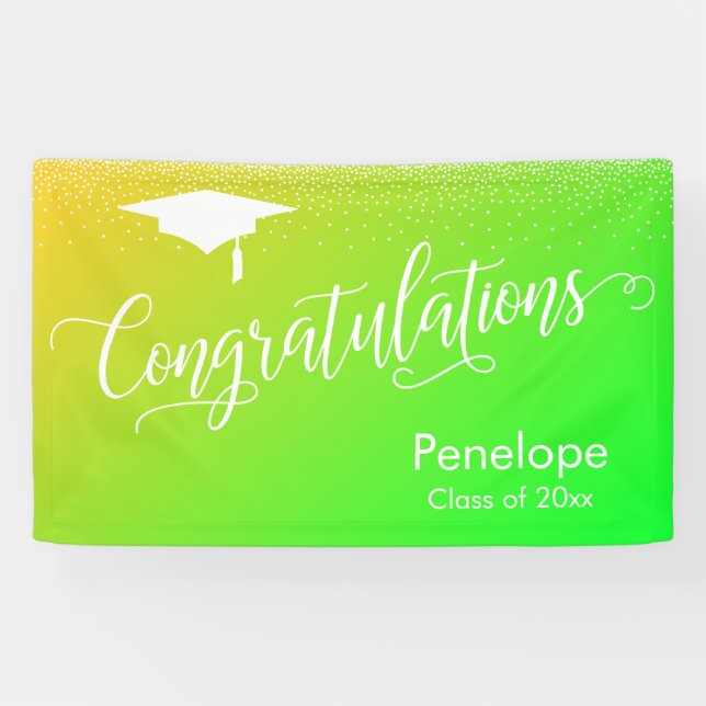 Congratulations Graduation Yellow & Green Gradient Banner (Horizontal)