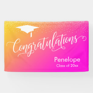 Congratulations Graduation Yellow Pink Gradient Banner