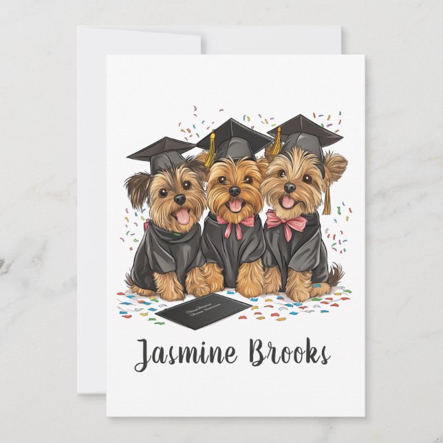 Congratulations Graduation Yorkshire Terrier Dogs Announcement (Front)