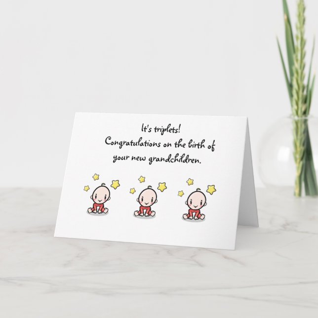 Congratulations Grandparents Of Triplet Babies,  Card (Front)