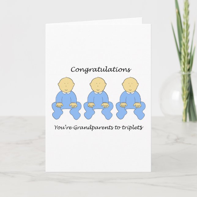 Congratulations Grandparents to Triplet Boys Card (Front)