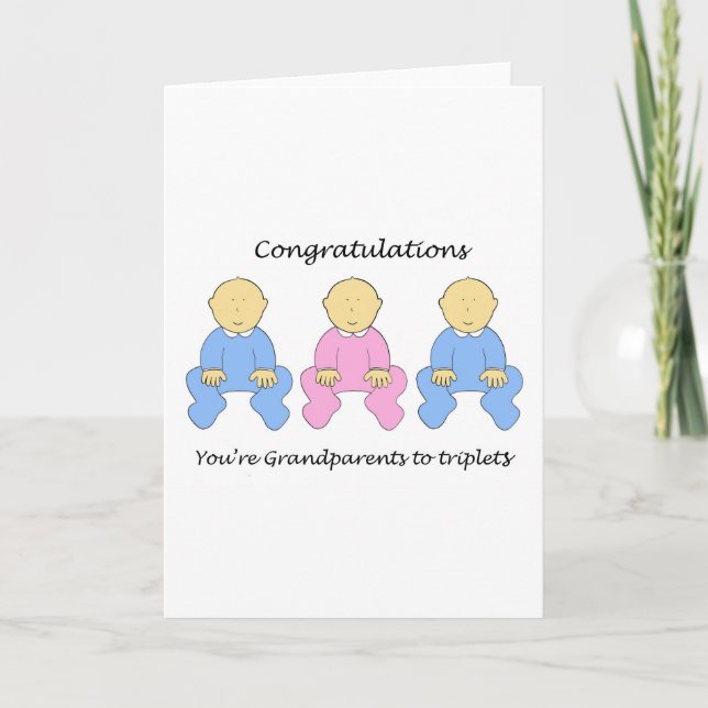 Congratulations Grandparents to Triplets Card (Front)
