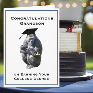 Congratulations Grandson Degree Funny Gorilla Card