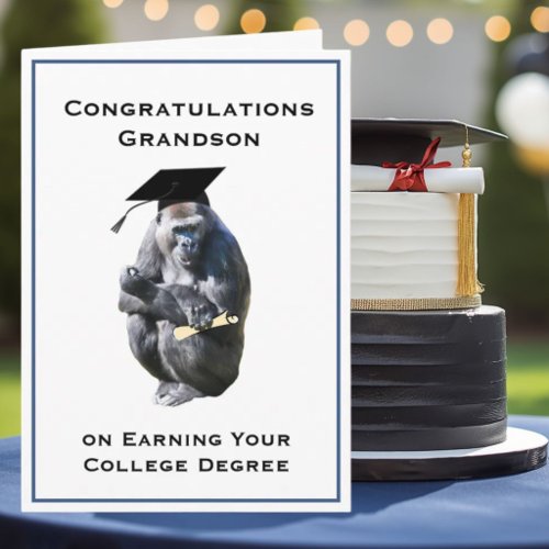 Congratulations Grandson  Degree Funny Gorilla Card