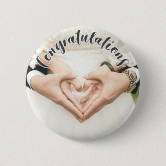 CONGRATULATIONS Gray OVERLAY TEXT Photo Button Pin
