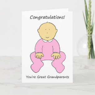 Congratulations Great Grandparents to a Girl Card