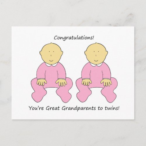 Congratulations Great Grandparents to Twin Girls Postcard