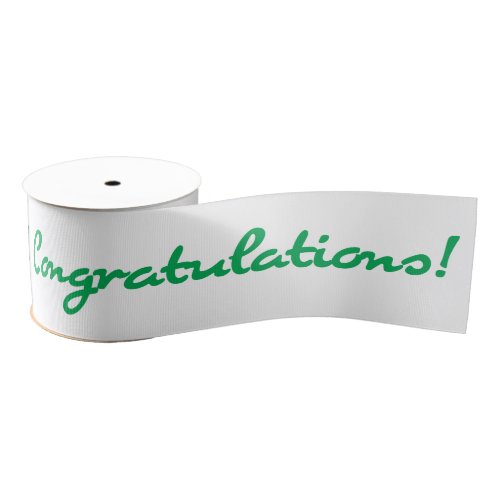 Congratulations Green Casual Script Grosgrain Ribbon