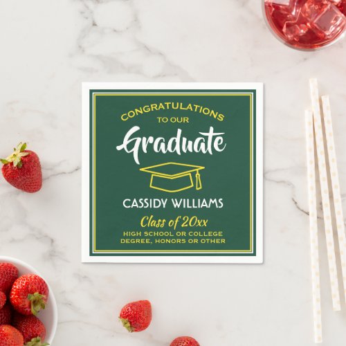 Congratulations Green Gold Yellow Graduation Party Napkins