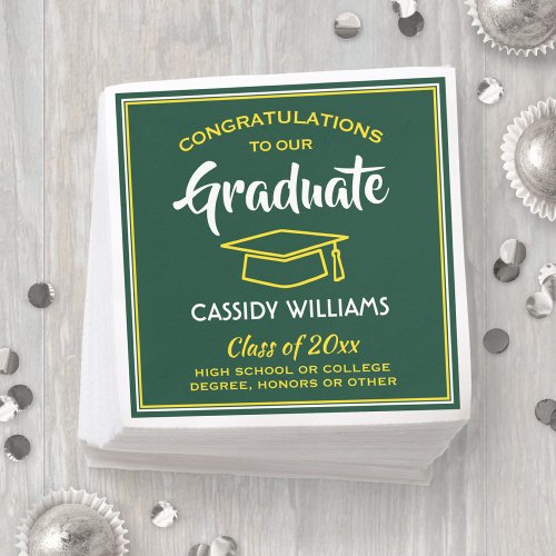 Congratulations Green Gold Yellow Graduation Party Napkins