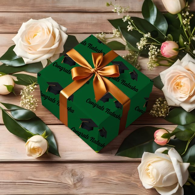 Congratulations green graduation celebration  wrapping paper sheets (Creator Uploaded)