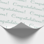 Congratulations Green Script Wedding Shower Wrapping Paper<br><div class="desc">Pretty paper for a wedding,  bridal shower,  promotion,  new baby,  etc. Sage green script.  Simple & sweet.</div>