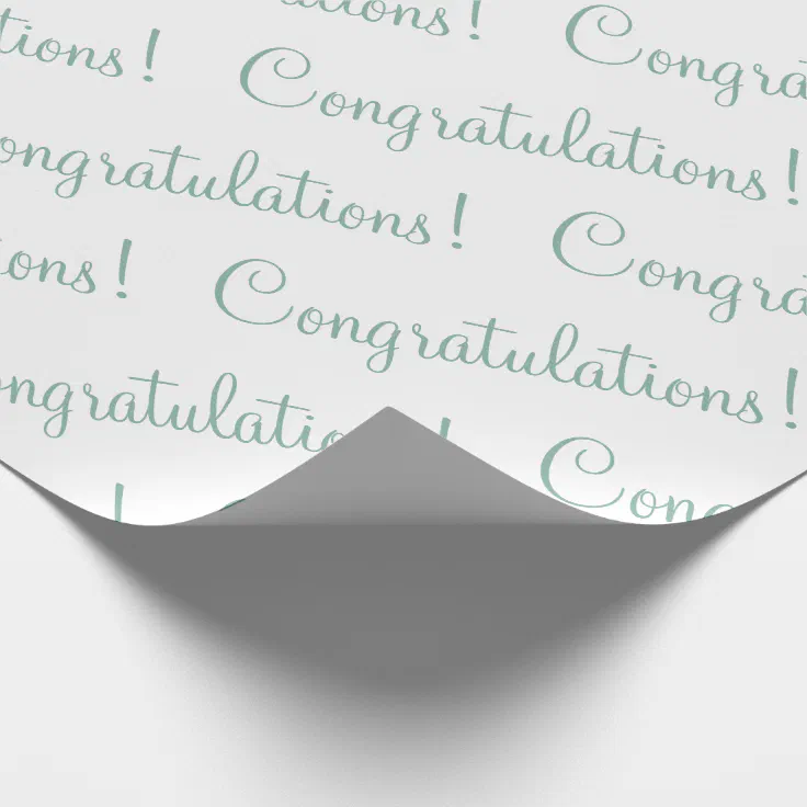 Congratulations Green Script Wedding Shower Wrapping Paper | Zazzle