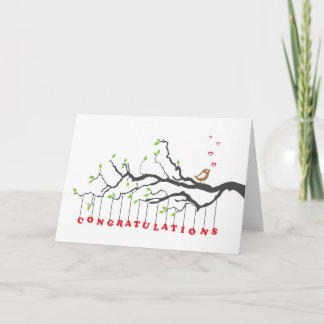 Congratulations greeting card with bird singing