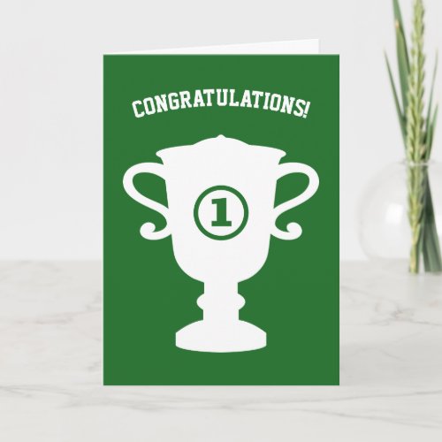 Congratulations greeting card with sports trophy