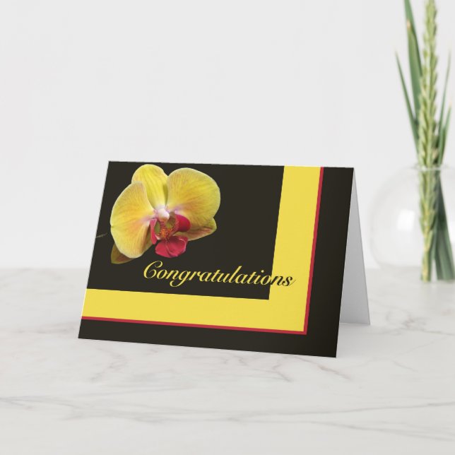 Congratulations Greeting Card - Yellow Moth Orchid (Front)