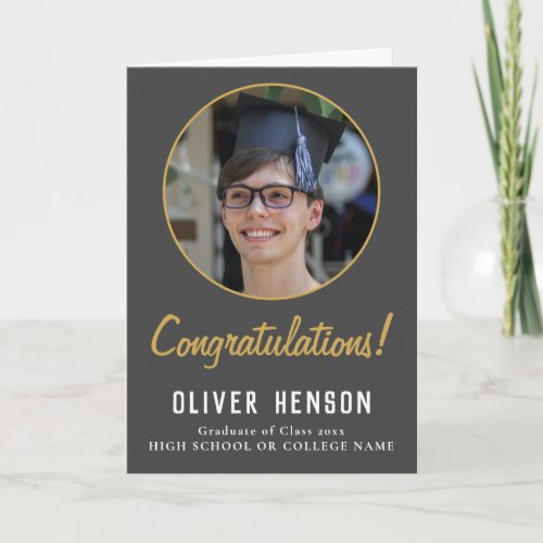 Congratulations Grey Graduate Photo Graduation Card