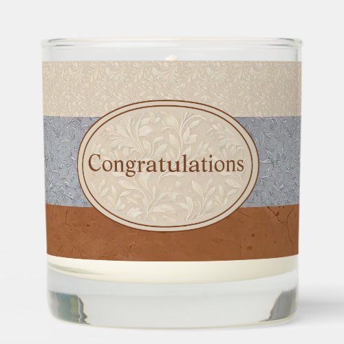 Congratulations Grey, Ivory, and Brown  Scented Candle