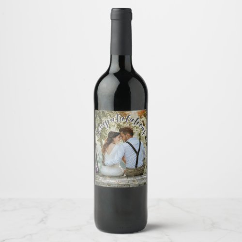 CONGRATULATIONS Grey OVERLAY TEXT Wine Label