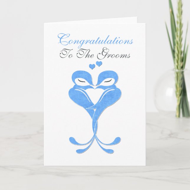 Congratulations Grooms Love Birds Gay Wedding Card (Front)
