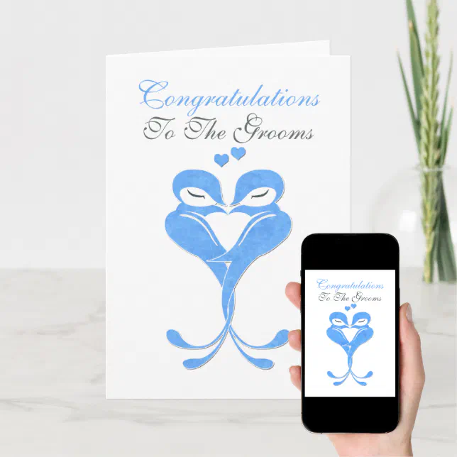 Congratulations Grooms Love Birds Gay Wedding Card Zazzle