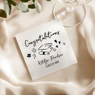 Congratulations Hand Drawn Doodle Graduation Party Napkins