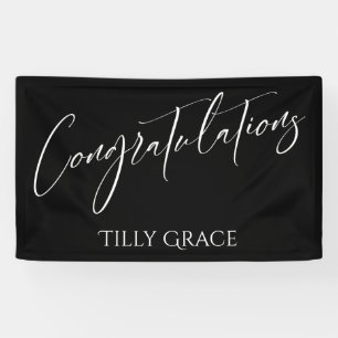 Congratulations Handwriting Typography on Black Banner