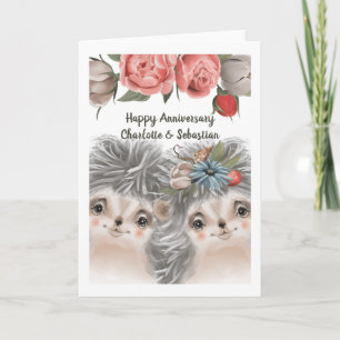 Congratulations Happy Anniversary Hedgehog Couple Card