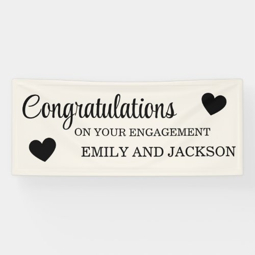 Congratulations Hearts Engagement Name White Banner