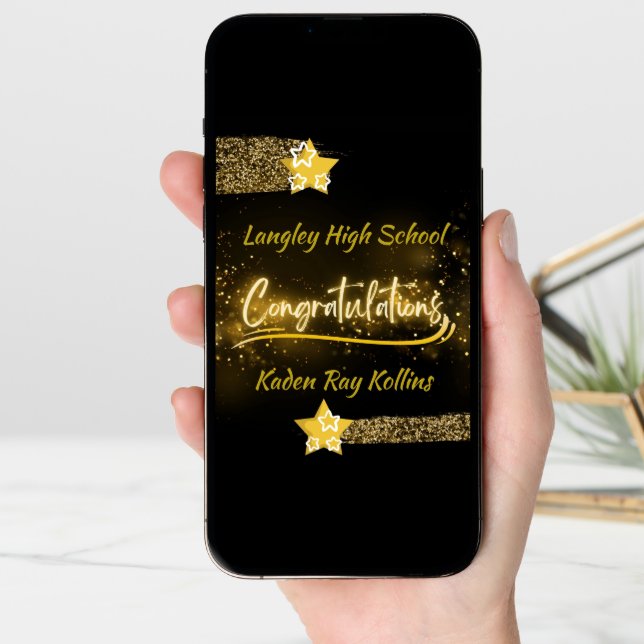 Congratulations High School Graduation Gold Star Card (Front Digital)