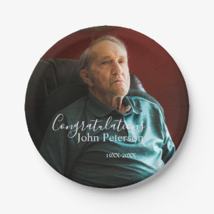 Congratulations home inauguration retirement name paper plates