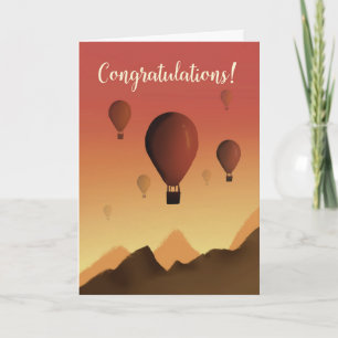 Congratulations Hot Air Balloons in Sunset Card