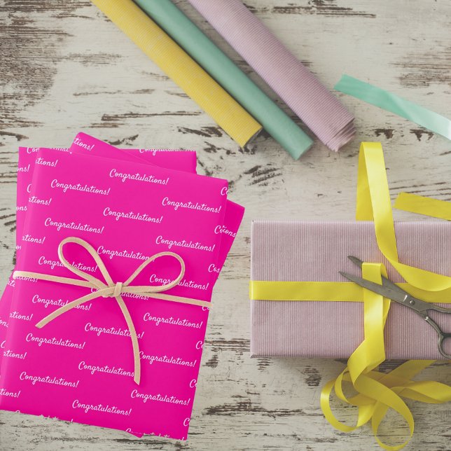 Congratulations hot pink birthday girl wrapping paper sheets (Creator Uploaded)
