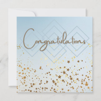 Congratulations in light blue and gold invitation