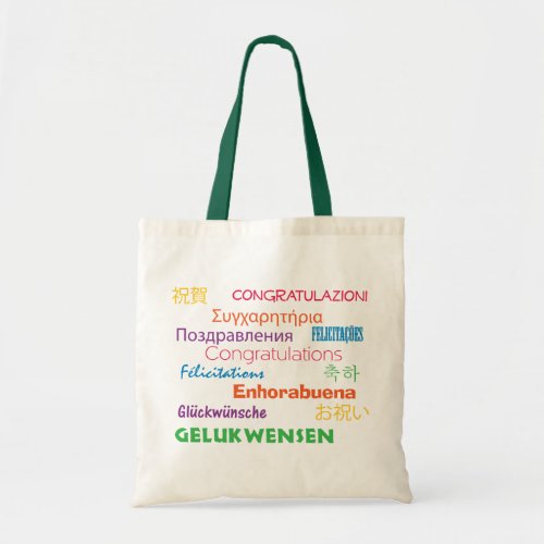 Congratulations in Many Languages Colorful Tote Bag